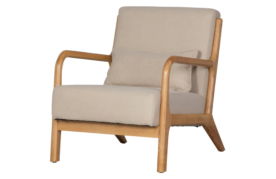 WOOOD Mark lnestol, m. pude - natur polyester fljl og natur gummitr