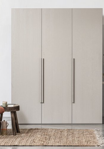 WOOOD Rens garderobeskab, m. 3 lger, 4 hylder, 1 bjlestang, 3 skuffer - stengr/brun valnddefinér