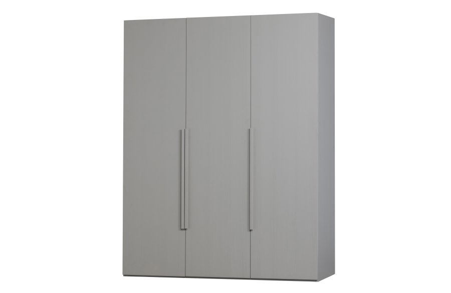 WOOOD Rens garderobeskab, m. 3 lger, 4 hylder, 1 bjlestang, 3 skuffer - stengr/brun valnddefinér