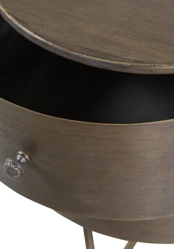 BEPUREHOME Collection kommode, m. 2 skuffer, rund - antik messing metal (39)