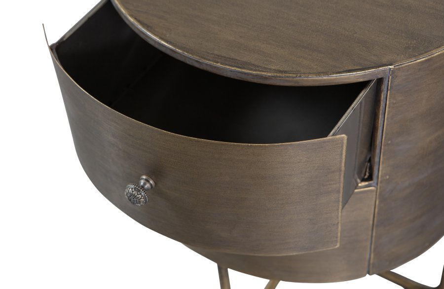 BEPUREHOME Collection kommode, m. 2 skuffer, rund - antik messing metal (39)