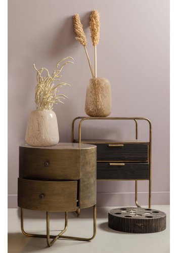 BEPUREHOME Collection kommode, m. 2 skuffer, rund - antik messing metal (39)