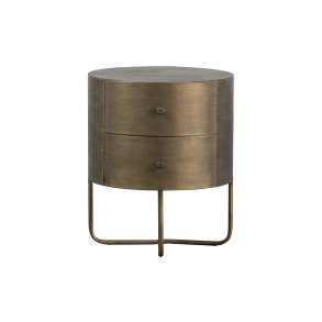 BEPUREHOME Collection kommode, m. 2 skuffer, rund - antik messing metal (39)