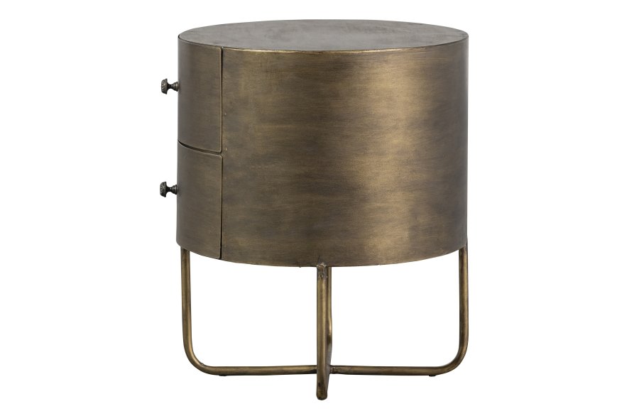 BEPUREHOME Collection kommode, m. 2 skuffer, rund - antik messing metal (39)