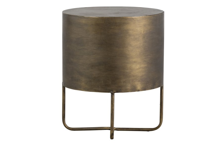 BEPUREHOME Collection kommode, m. 2 skuffer, rund - antik messing metal (39)