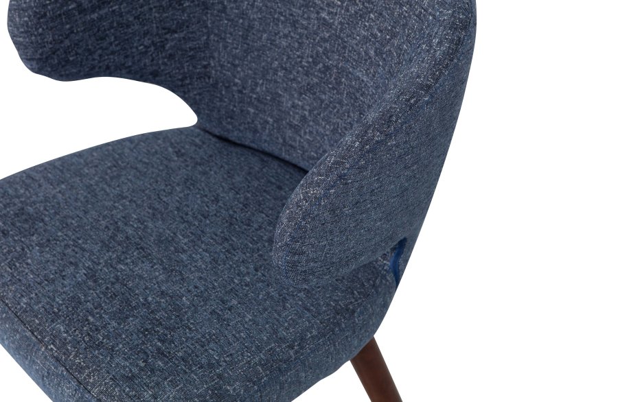 VTWONEN Cape spisebordsstol - bl melange polyester og mrkebrun tr