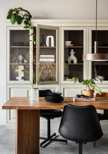 VTWONEN Chow vitrineskab, m. 4 lger og 3 hylder - glas og gr dakargrau fyrretr