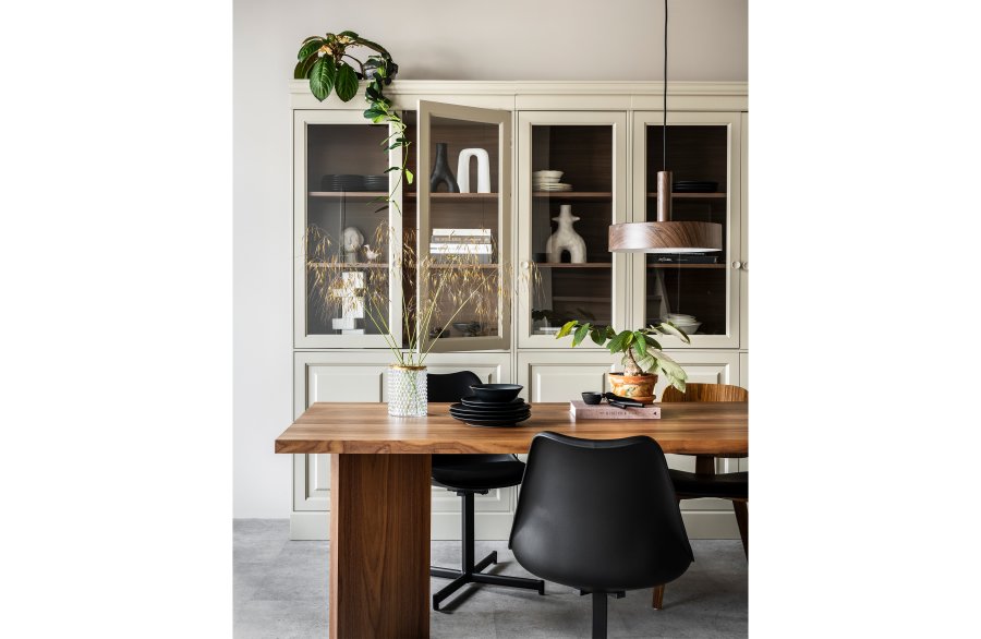 VTWONEN Chow vitrineskab, m. 4 lger og 3 hylder - glas og gr dakargrau fyrretr