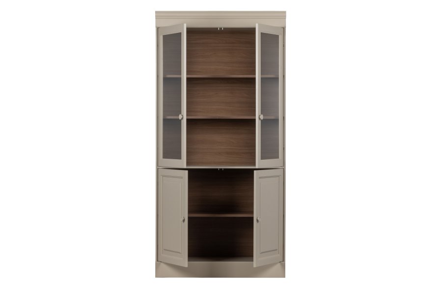 VTWONEN Chow vitrineskab, m. 4 lger og 3 hylder - glas og gr dakargrau fyrretr