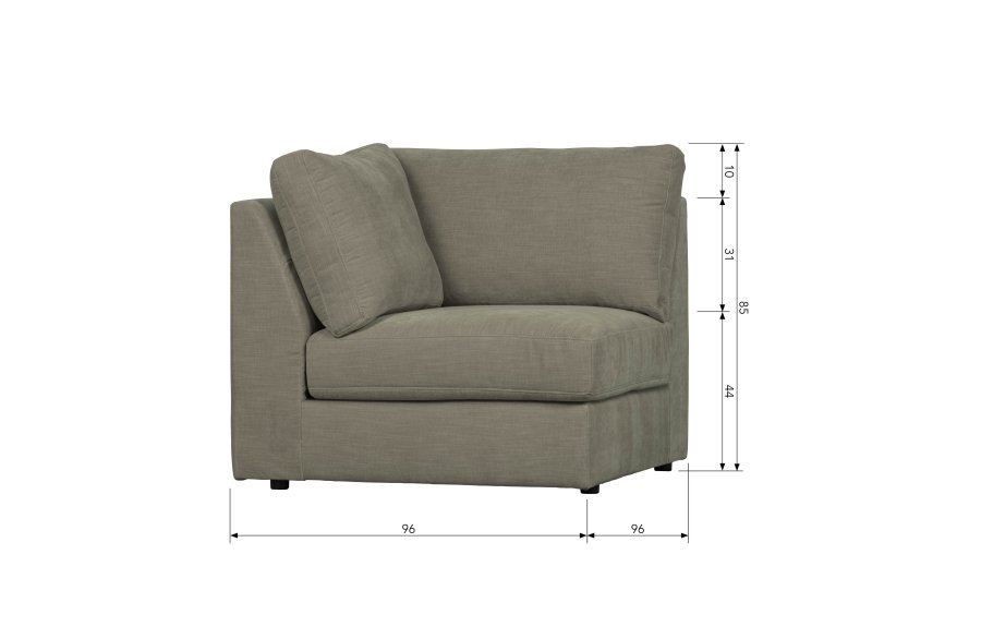 VTWONEN Family 1 pers. sofamodul, hjrne - varm gr polyester