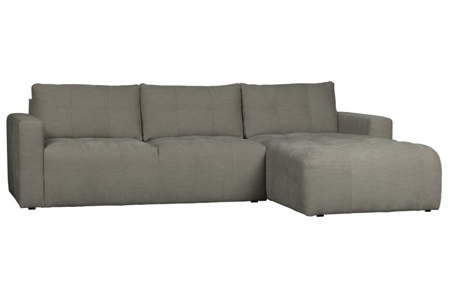 VTWONEN Bar sofa, m. chaiselong, hjre - varm gr polyester