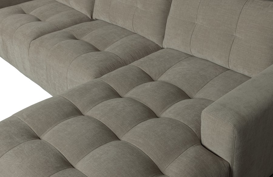 VTWONEN Bar sofa, m. chaiselong, hjre - varm gr polyester