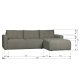 VTWONEN Bar sofa, m. chaiselong, hjre - varm gr polyester