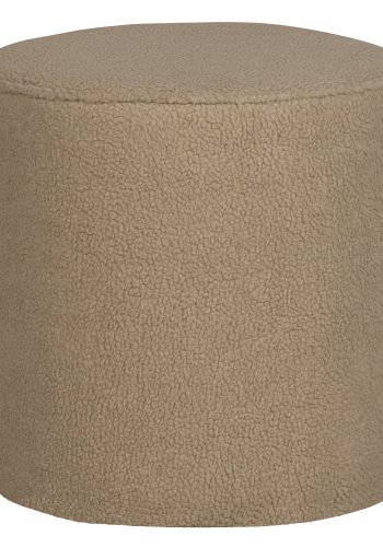 WOOOD Sara hj puf, rund - sand polyester bamsestof (46)