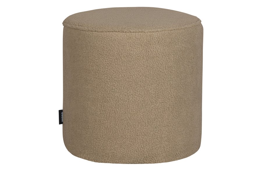 WOOOD Sara hj puf, rund - sand polyester bamsestof (46)
