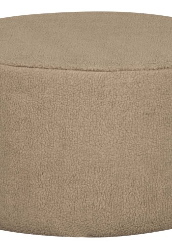WOOOD Sara lav puf, rund - sand polyester bamsestof (60)