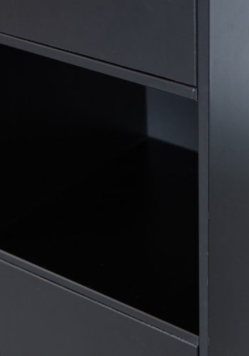 WOOOD EXCLUSIVE Finca skab, rund, venstre, m. 2 push to open lger og hylder - sort fyrretr