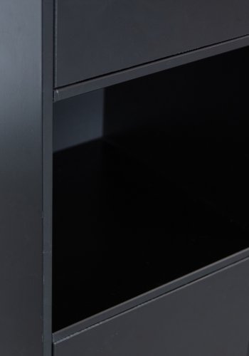 WOOOD EXCLUSIVE Finca skab, rund, hjre, m. 2 push to open lger og hylder - sort fyrretr