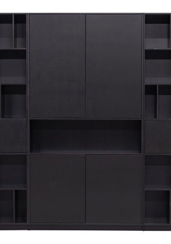 WOOOD EXCLUSIVE Finca skab, rund, hjre, m. 2 push to open lger og hylder - sort fyrretr