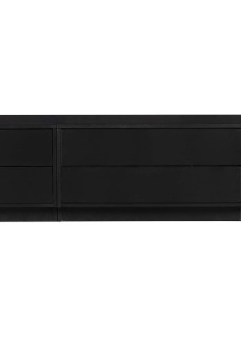 WOOOD EXCLUSIVE Finca TV-skab, rund, venstre, m. 2 push to open skuffer og 1 hylde - sort fyrretr