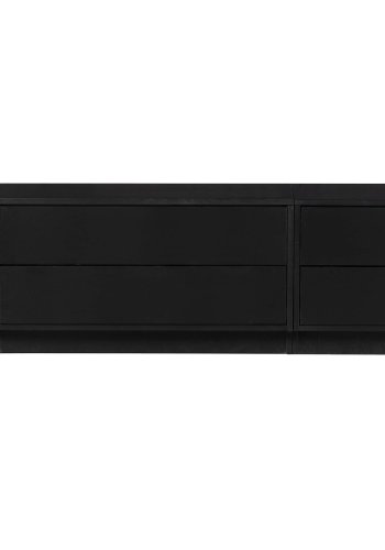 WOOOD EXCLUSIVE Finca TV-skab, rund, hjre, m. 2 push to open skuffer og 1 hylde - sort fyrretr