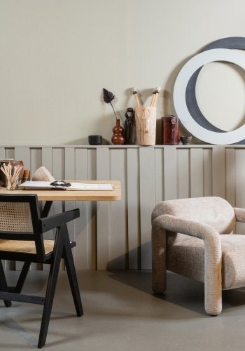 WOOOD EXCLUSIVE Gunn spisebordsstol, m. armln - natur rattan og sort fyrretr