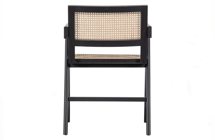 WOOOD EXCLUSIVE Gunn spisebordsstol, m. armln - natur rattan og sort fyrretr