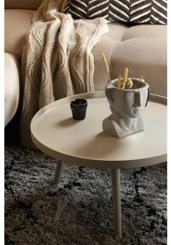 WOOOD Mesa sidebord L, rund - beige MDF og fyrretr (60)