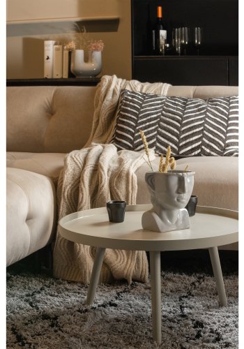 WOOOD Mesa sidebord L, rund - beige MDF og fyrretr (60)