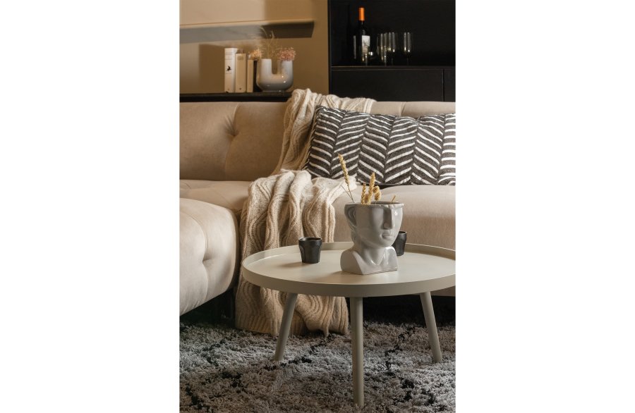 WOOOD Mesa sidebord L, rund - beige MDF og fyrretr (60)