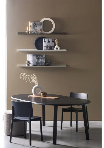 WOOOD EXCLUSIVE Lange Jan spisebord, m. 2 tillgsplader - sort blacknight egetr (120)