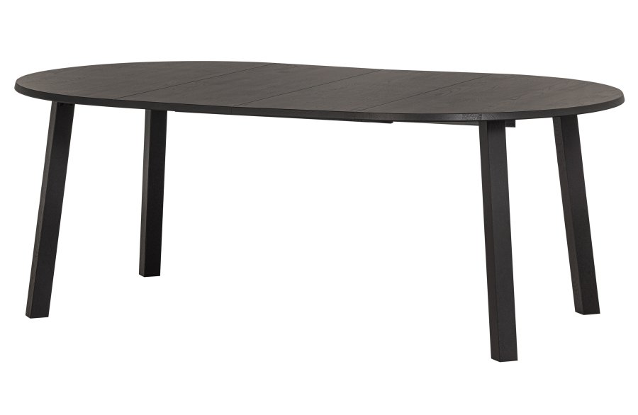 WOOOD EXCLUSIVE Lange Jan spisebord, m. 2 tillgsplader - sort blacknight egetr (120)