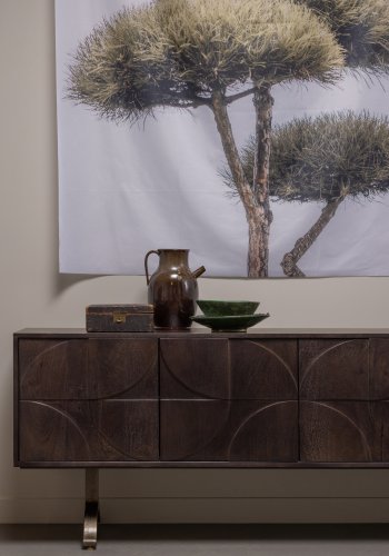 BEPUREHOME Collection sknk, m. 4 lger, 2 hylder og 3D mnster  - valnddefarvet mangotr (180x40)