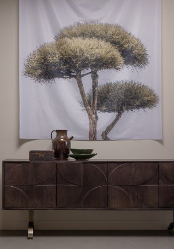 BEPUREHOME Collection sknk, m. 4 lger, 2 hylder og 3D mnster  - valnddefarvet mangotr (180x40)