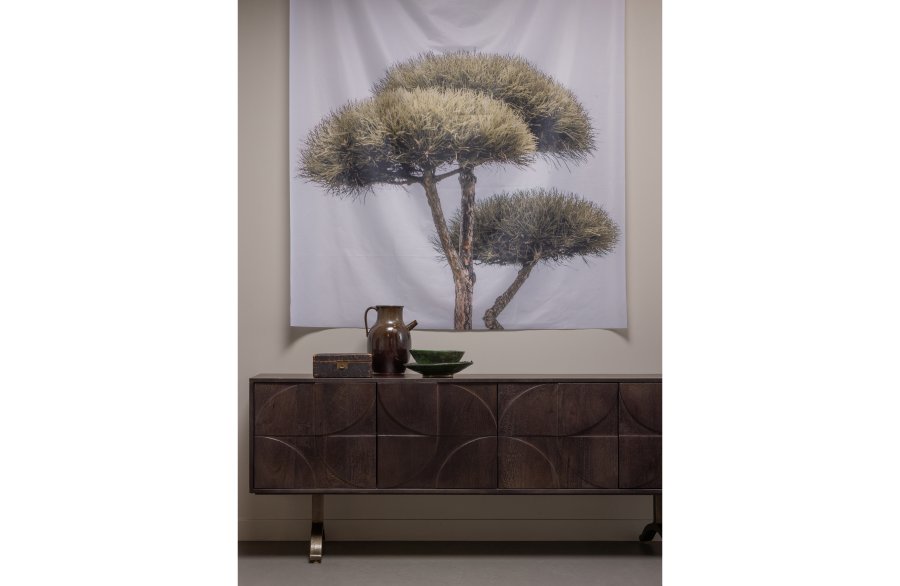 BEPUREHOME Collection sknk, m. 4 lger, 2 hylder og 3D mnster  - valnddefarvet mangotr (180x40)