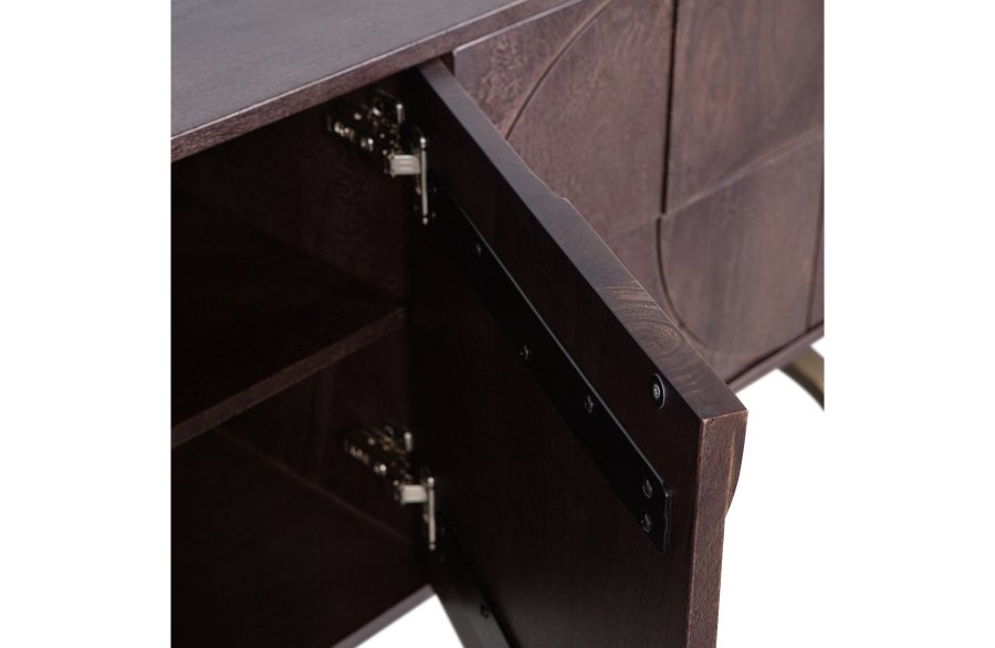 BEPUREHOME Collection sknk, m. 4 lger, 2 hylder og 3D mnster  - valnddefarvet mangotr (180x40)