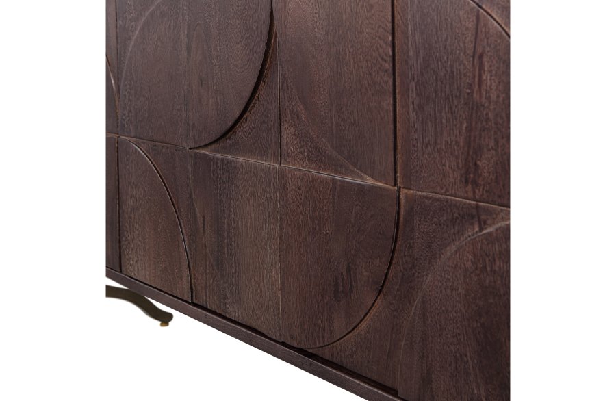 BEPUREHOME Collection sknk, m. 4 lger, 2 hylder og 3D mnster  - valnddefarvet mangotr (180x40)