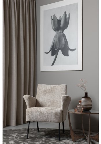 BEPUREHOME Muse lnestol, m. armln - natur polyester og sort metal