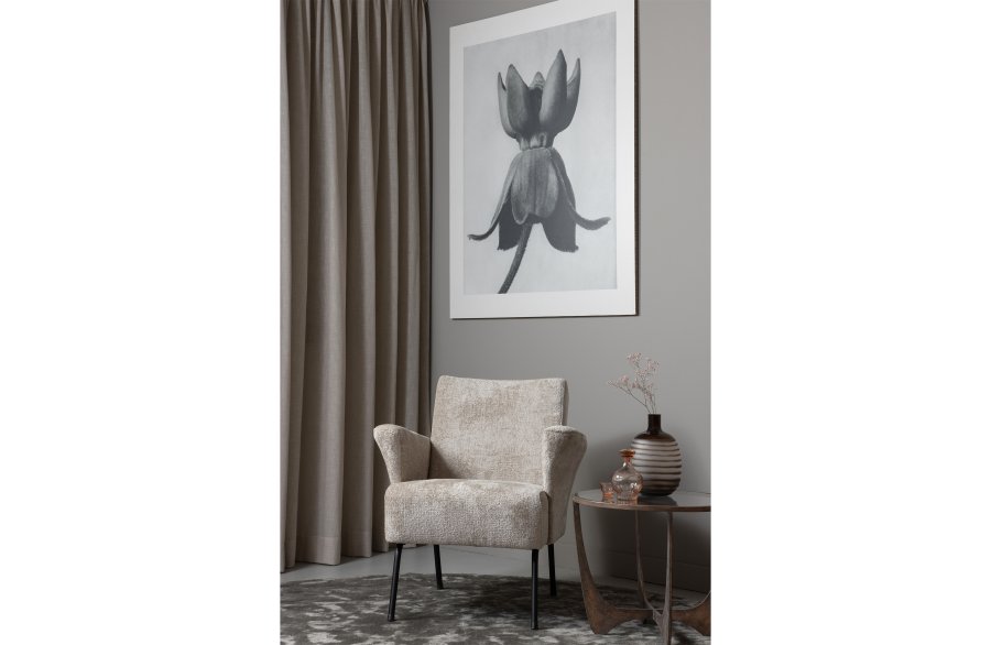 BEPUREHOME Muse lnestol, m. armln - natur polyester og sort metal