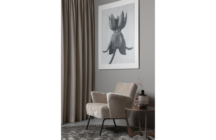 BEPUREHOME Muse lnestol, m. armln - natur polyester og sort metal