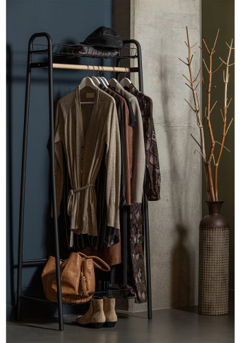 WOOOD Jovi tjstativ, m. 1 bjlestang i tr og 2 trdhylder - sort metal