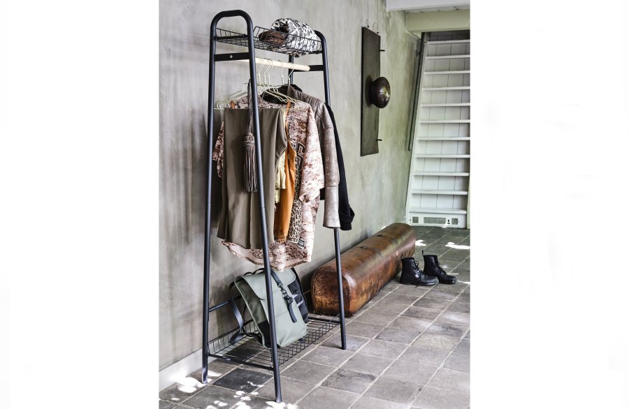 WOOOD Jovi tjstativ, m. 1 bjlestang i tr og 2 trdhylder - sort metal