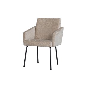 BEPUREHOME Monter spisebordsstol, m. armln - natur polyester og sort metal