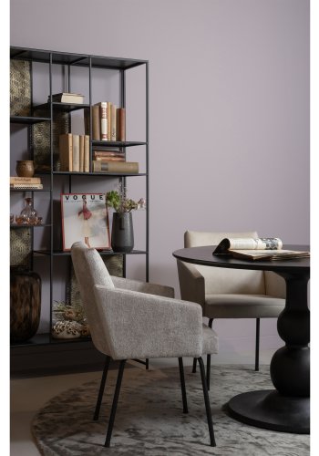 BEPUREHOME Monter spisebordsstol, m. armln - natur polyester og sort metal