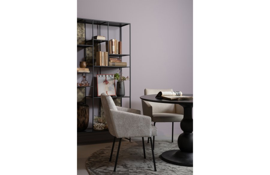 BEPUREHOME Monter spisebordsstol, m. armln - natur polyester og sort metal