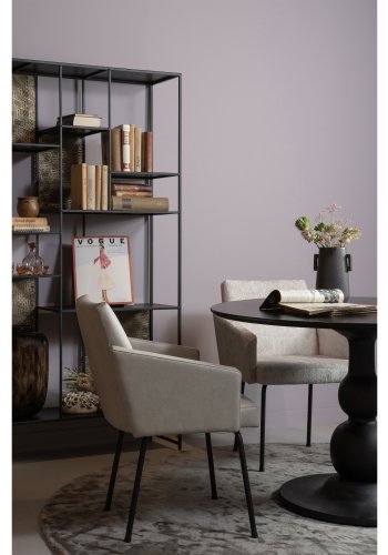 BEPUREHOME Monter spisebordsstol, m. armln - natur polyester og sort metal