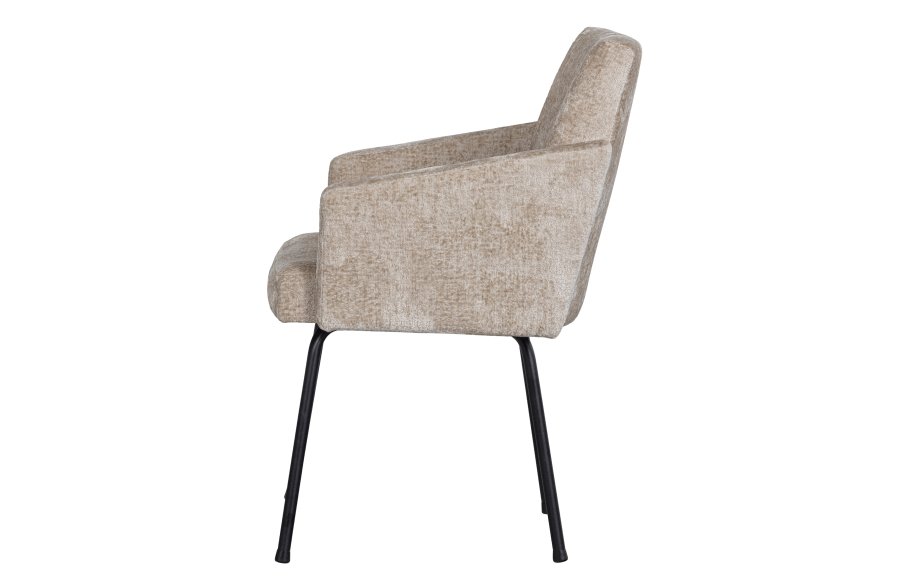 BEPUREHOME Monter spisebordsstol, m. armln - natur polyester og sort metal