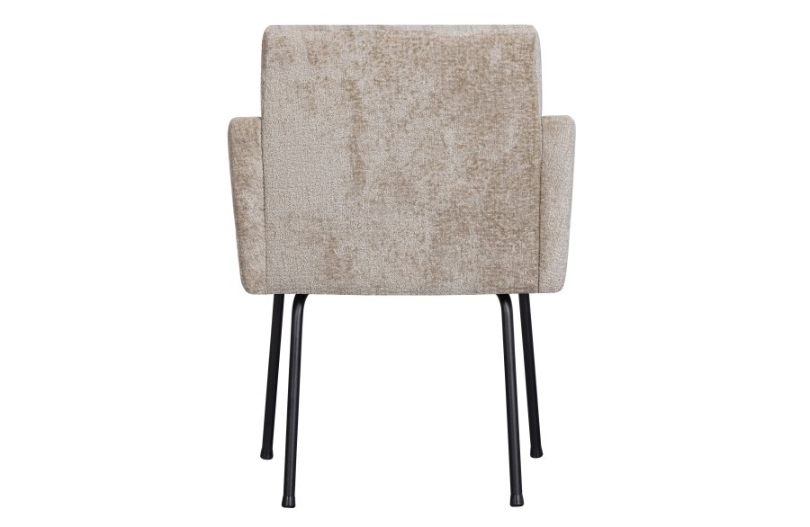 BEPUREHOME Monter spisebordsstol, m. armln - natur polyester og sort metal