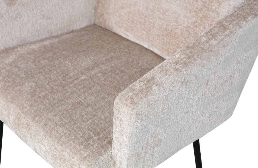 BEPUREHOME Monter spisebordsstol, m. armln - natur polyester og sort metal