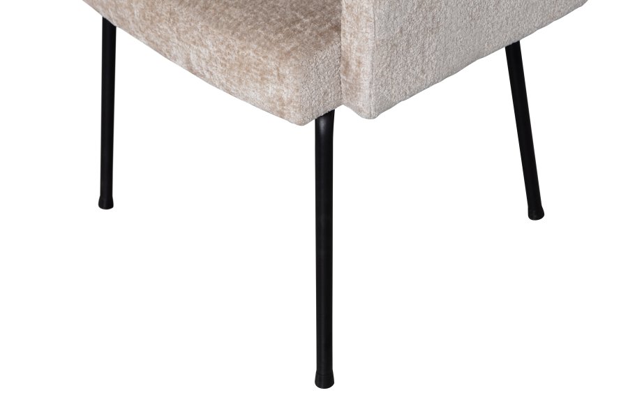 BEPUREHOME Monter spisebordsstol, m. armln - natur polyester og sort metal